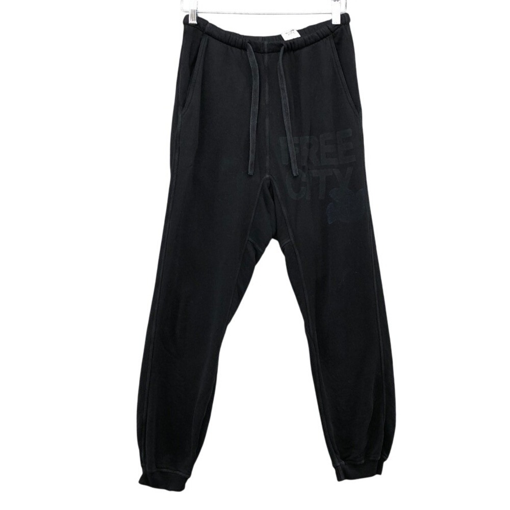 Free City Sweatpants Womens Medium Black Tonal Logo Graphic Joggers USA Made